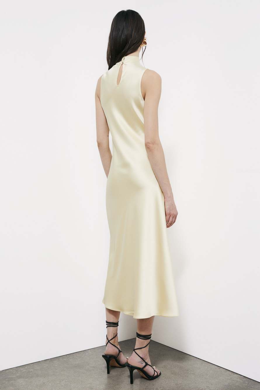 Свободное миди-платье из атласа, Желтый, Patrizia Pepe
