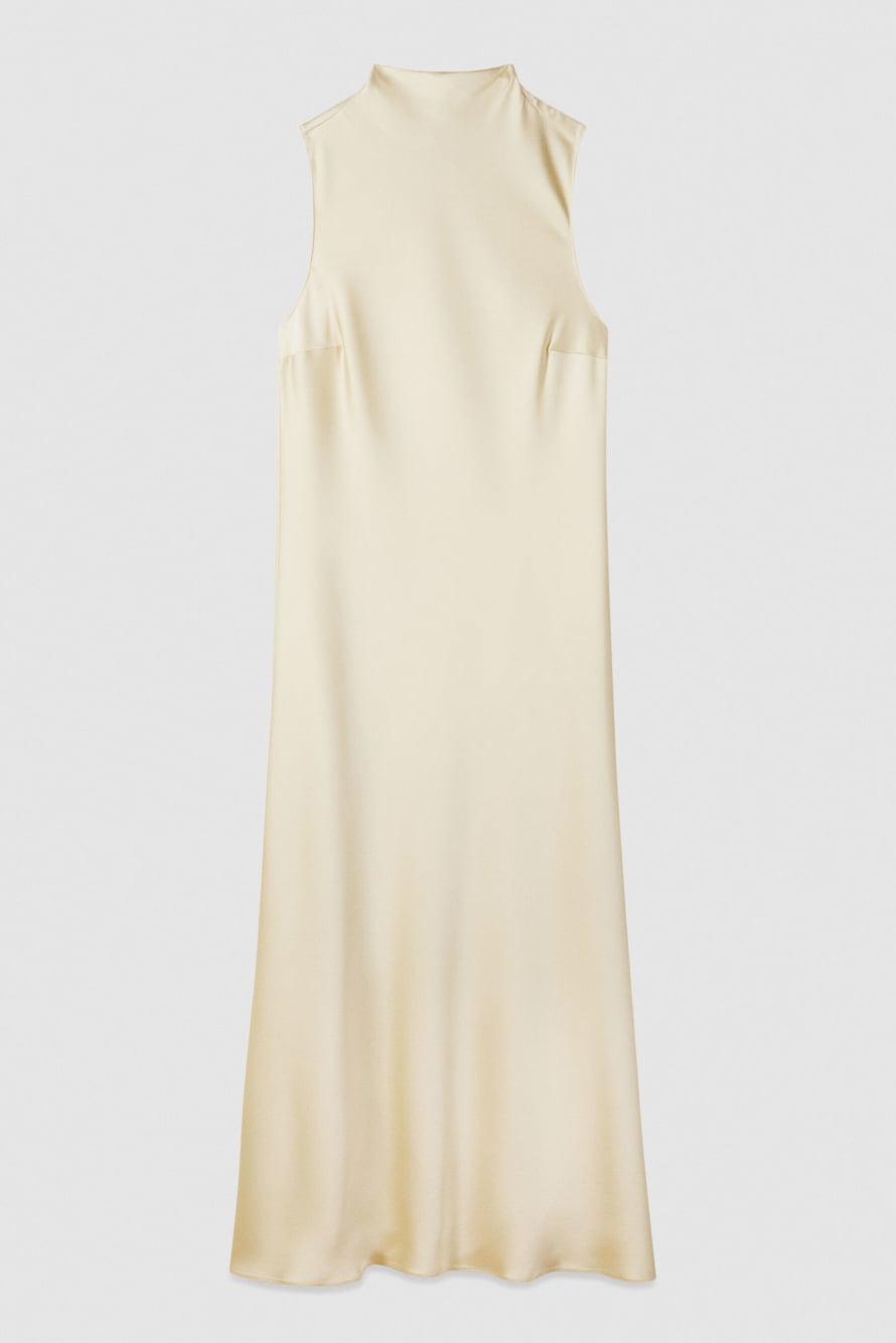 Свободное миди-платье из атласа, Желтый, Patrizia Pepe