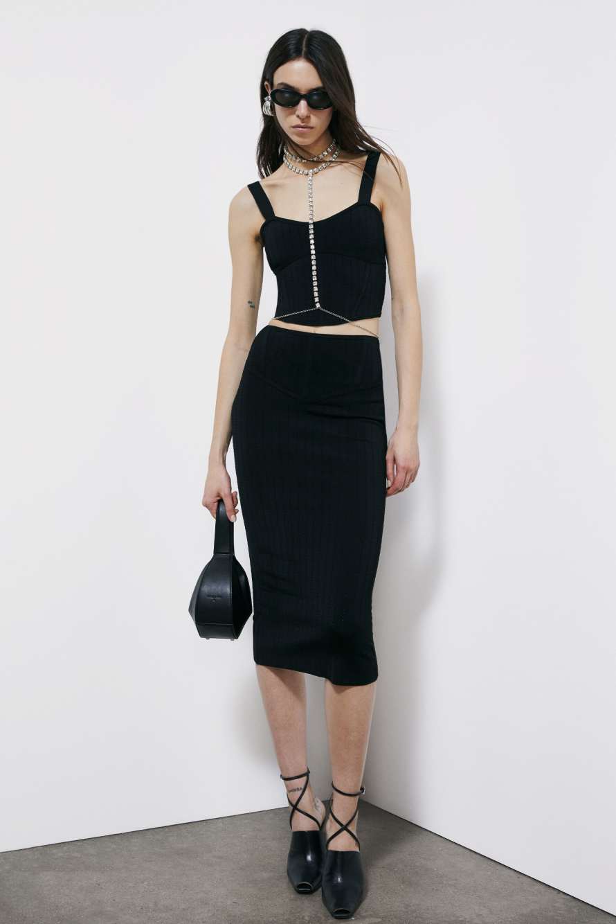 Jacquard knit midi skirt, Black, Patrizia Pepe