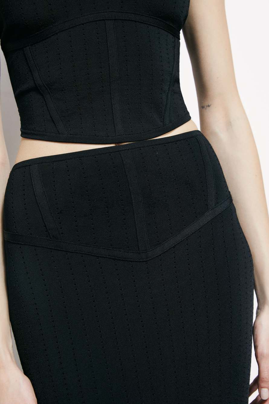 Jacquard knit midi skirt, Black, Patrizia Pepe