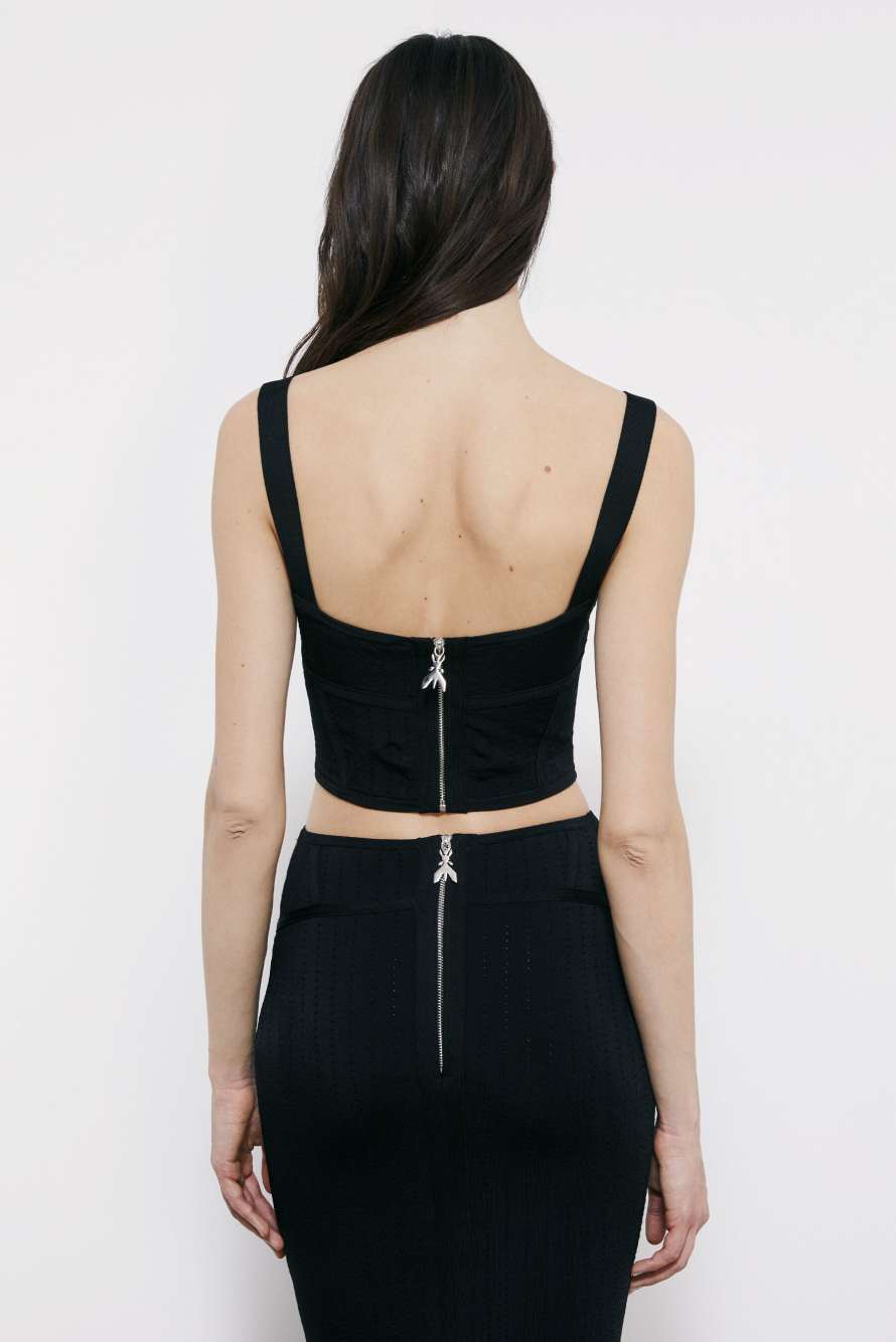 Бюстье из жаккардового трикотажа, Черный, Patrizia Pepe