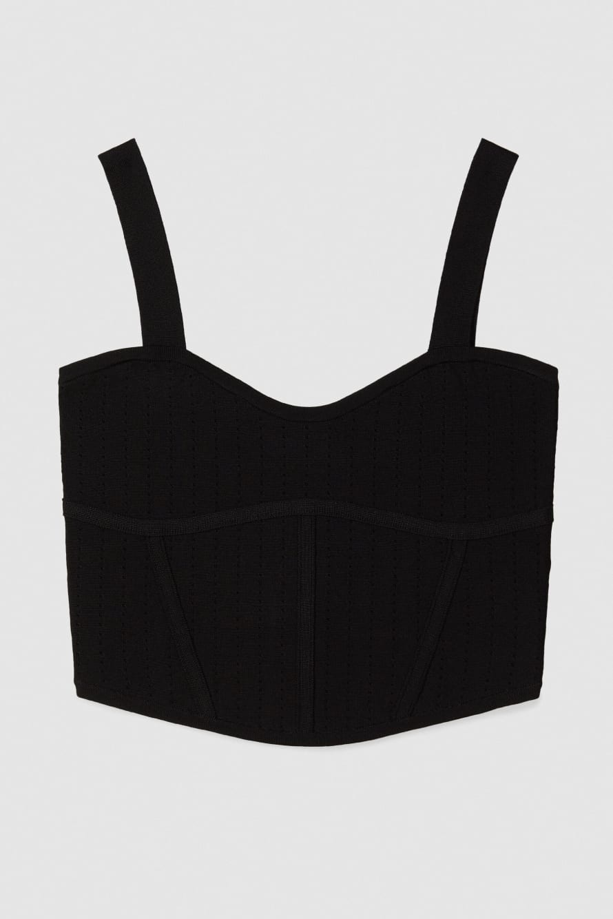 Бюстье из жаккардового трикотажа, Черный, Patrizia Pepe