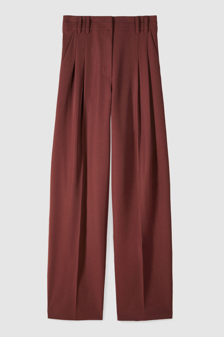 Брюки-палаццо со вытачками, Коричневый, Patrizia Pepe