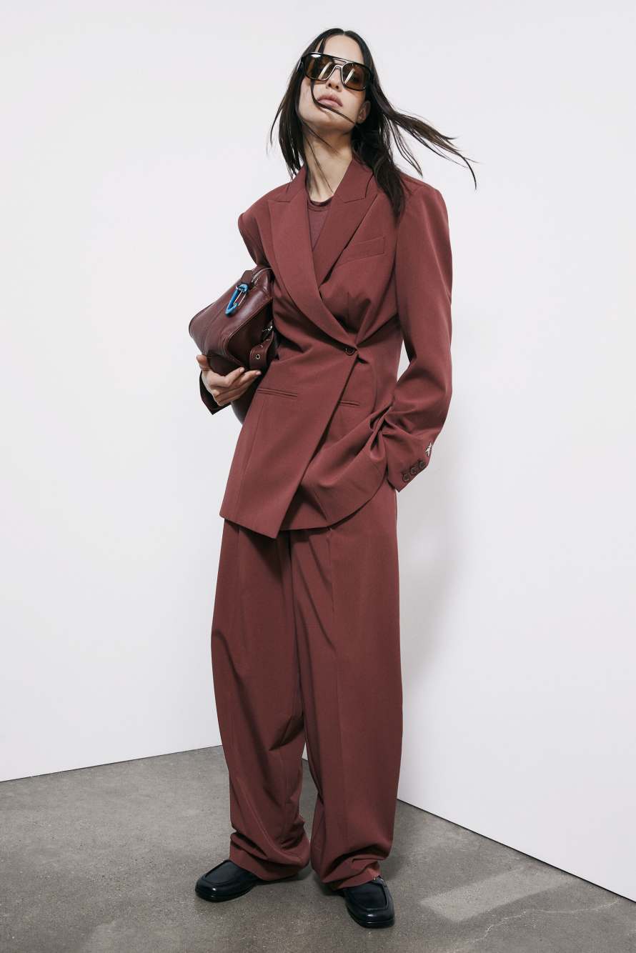 Брюки-палаццо со вытачками, Коричневый, Patrizia Pepe