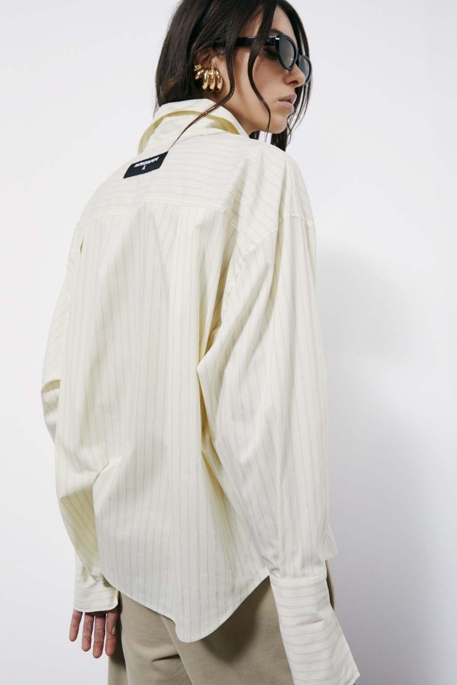 Striped poplin oversized shirt, Yellow, Patrizia Pepe