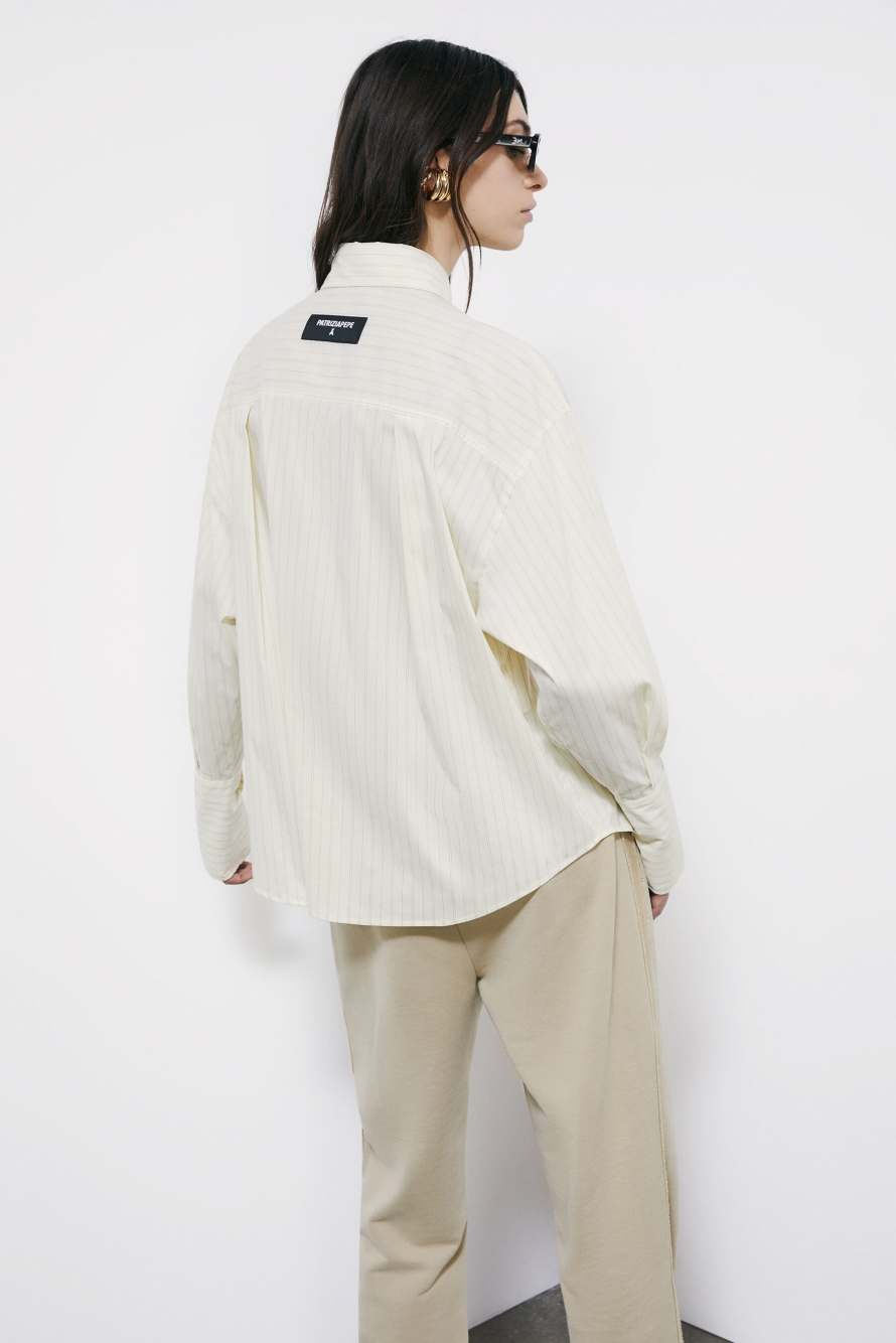 Striped poplin oversized shirt, Yellow, Patrizia Pepe
