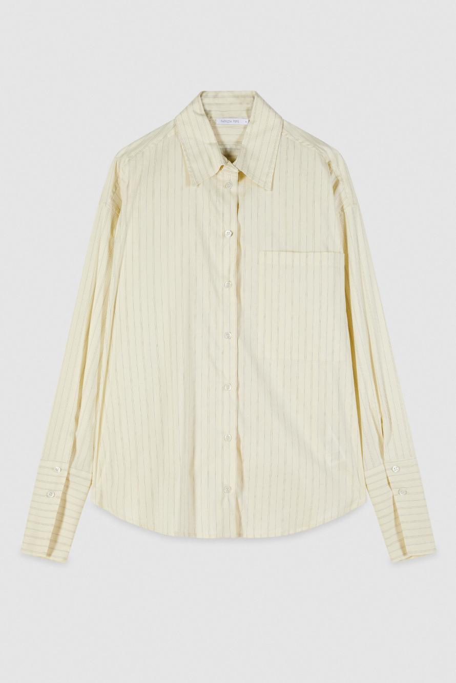 Striped poplin oversized shirt, Yellow, Patrizia Pepe