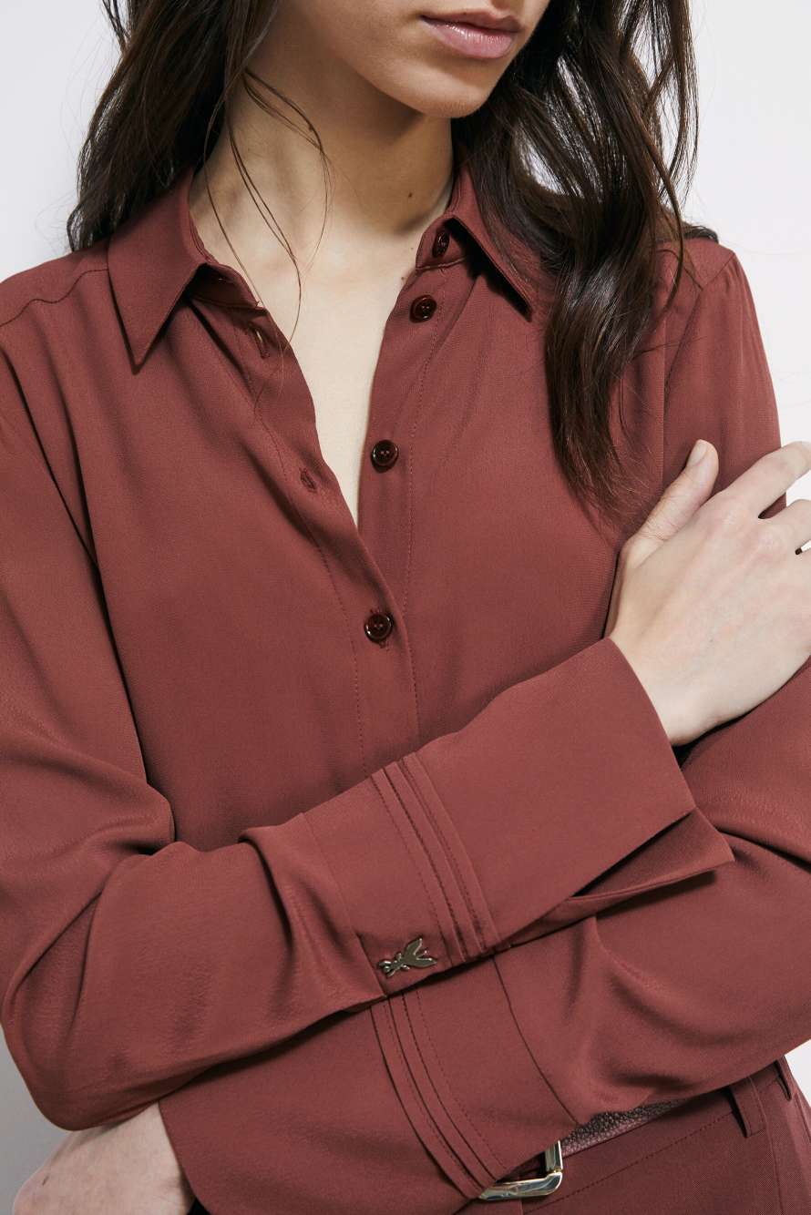 Soft viscose shirt, Brown, Patrizia Pepe