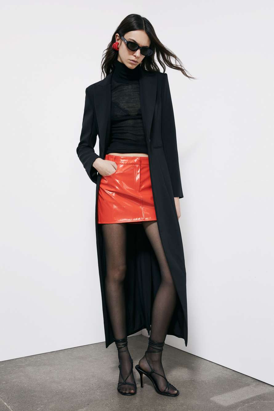 Glossy miniskirt, Orange, Patrizia Pepe