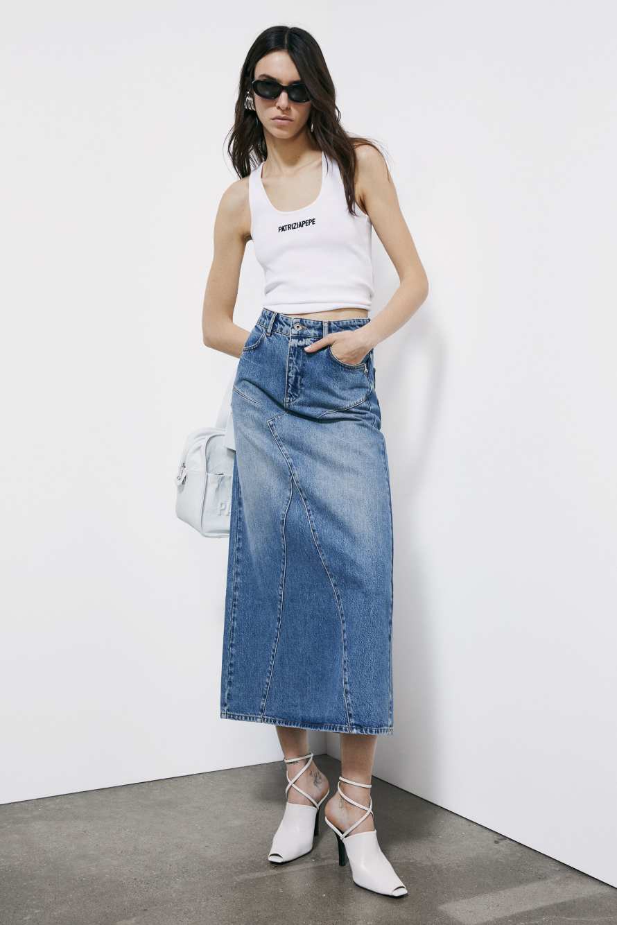 Long denim skirt, Blue, Patrizia Pepe