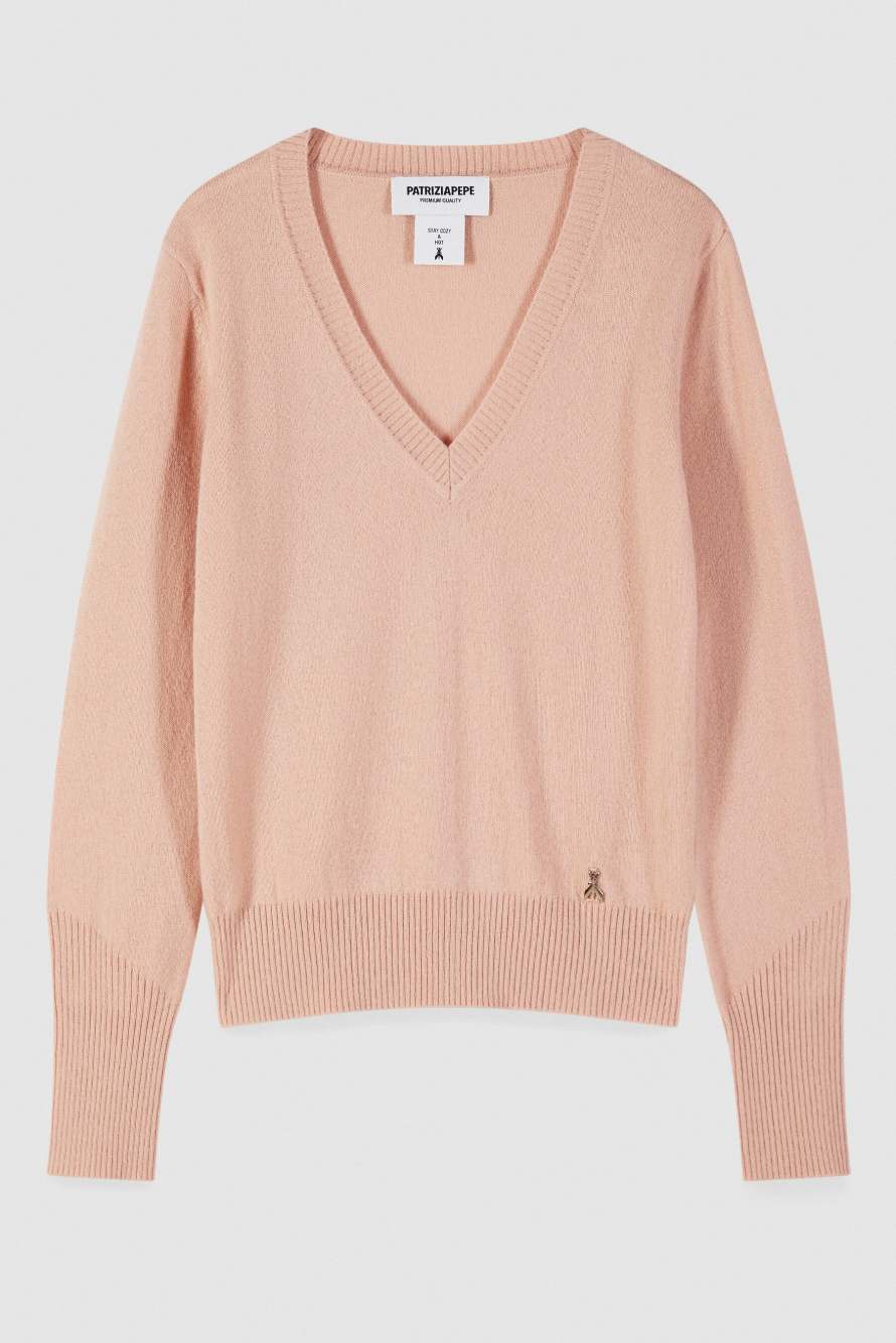 V-neck Cashmere Jumper, Pink, Patrizia Pepe
