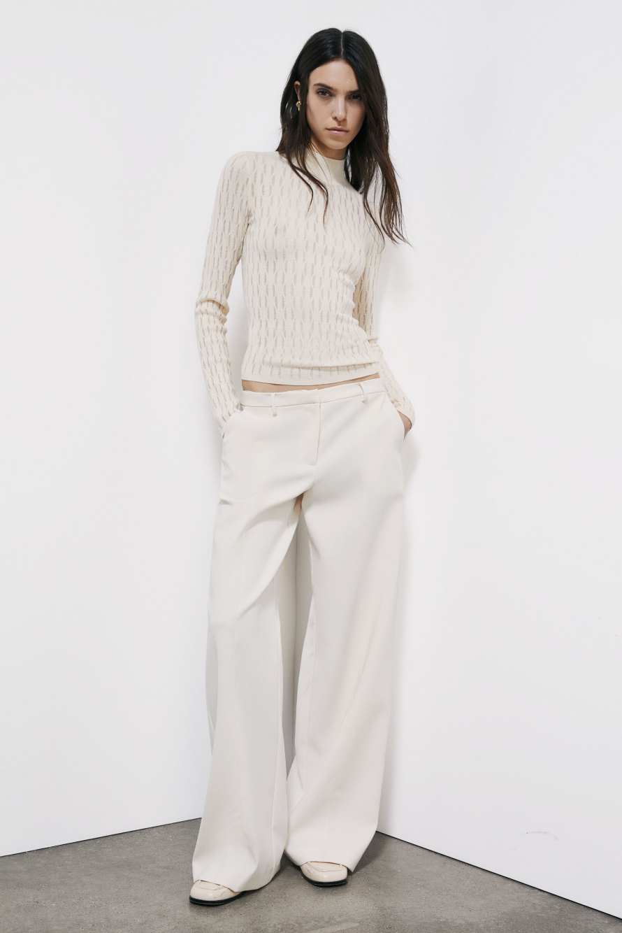 Jacquard wool turtleneck sweater, White, Patrizia Pepe