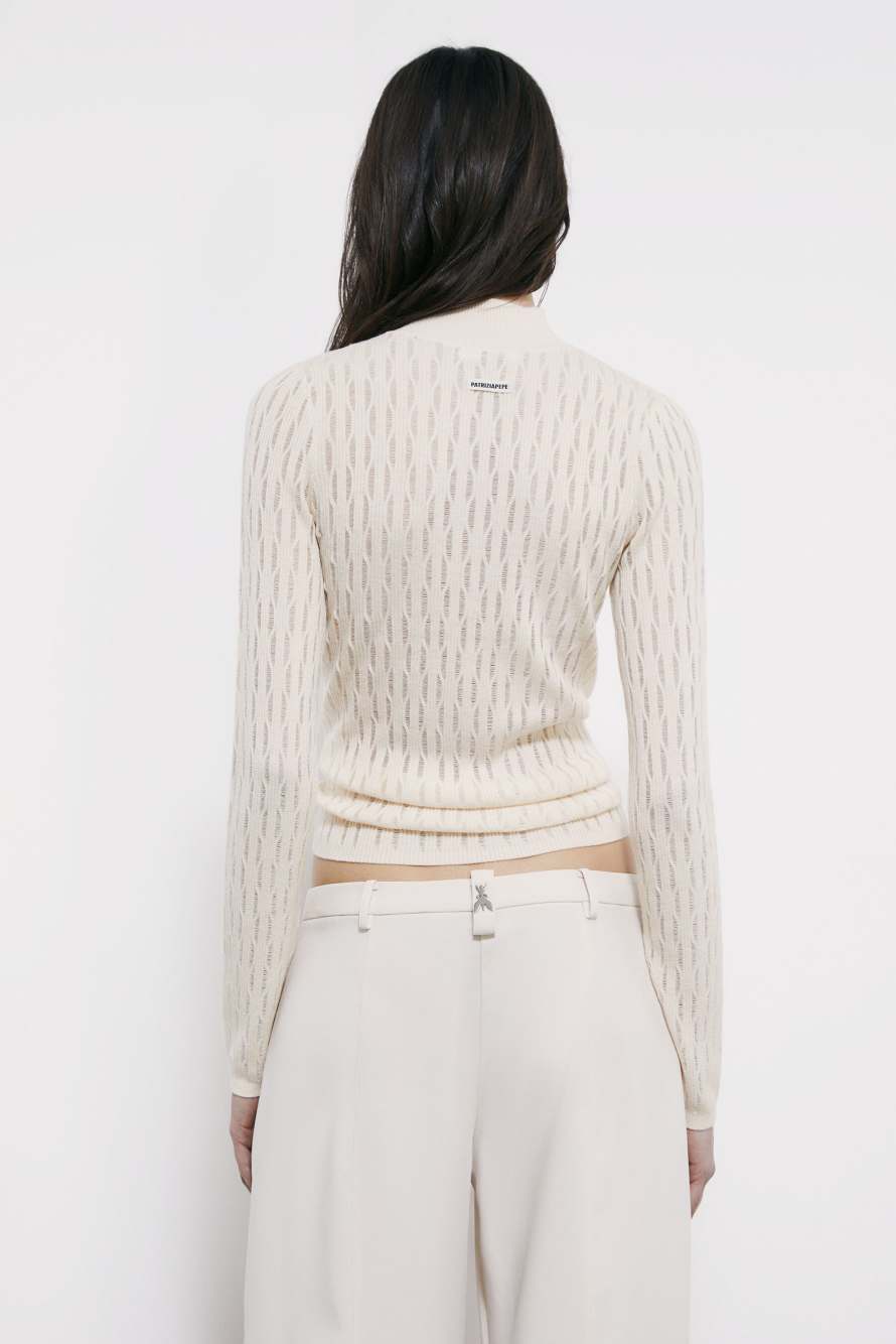 Jacquard wool turtleneck sweater, White, Patrizia Pepe