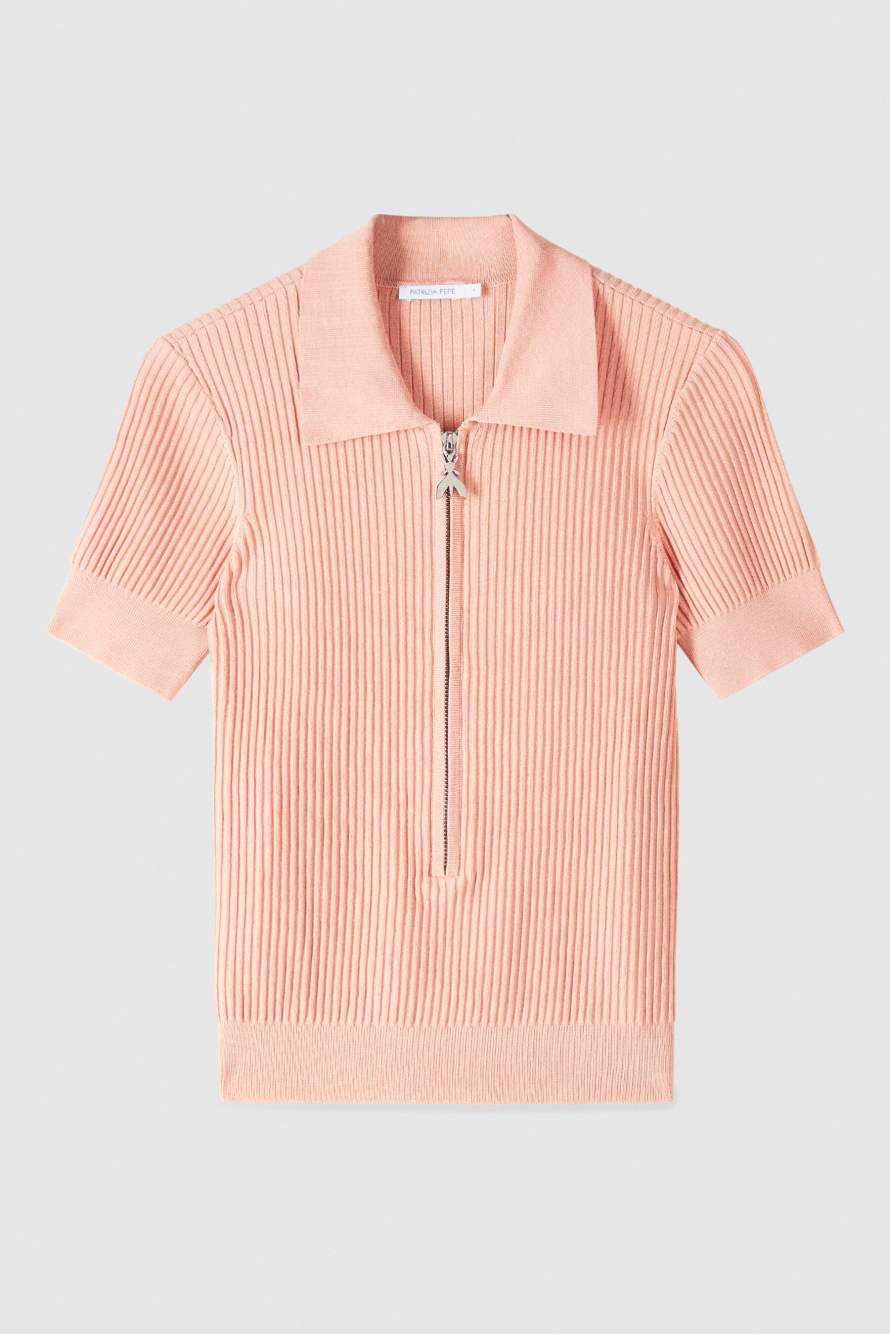 Light knit polo shirt, Pink, Patrizia Pepe