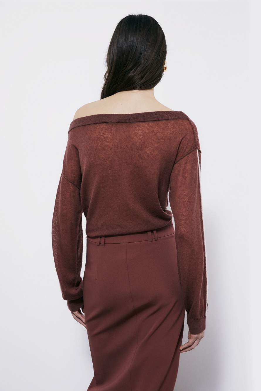 Light soft sweater with ribbing, Brown, Patrizia Pepe