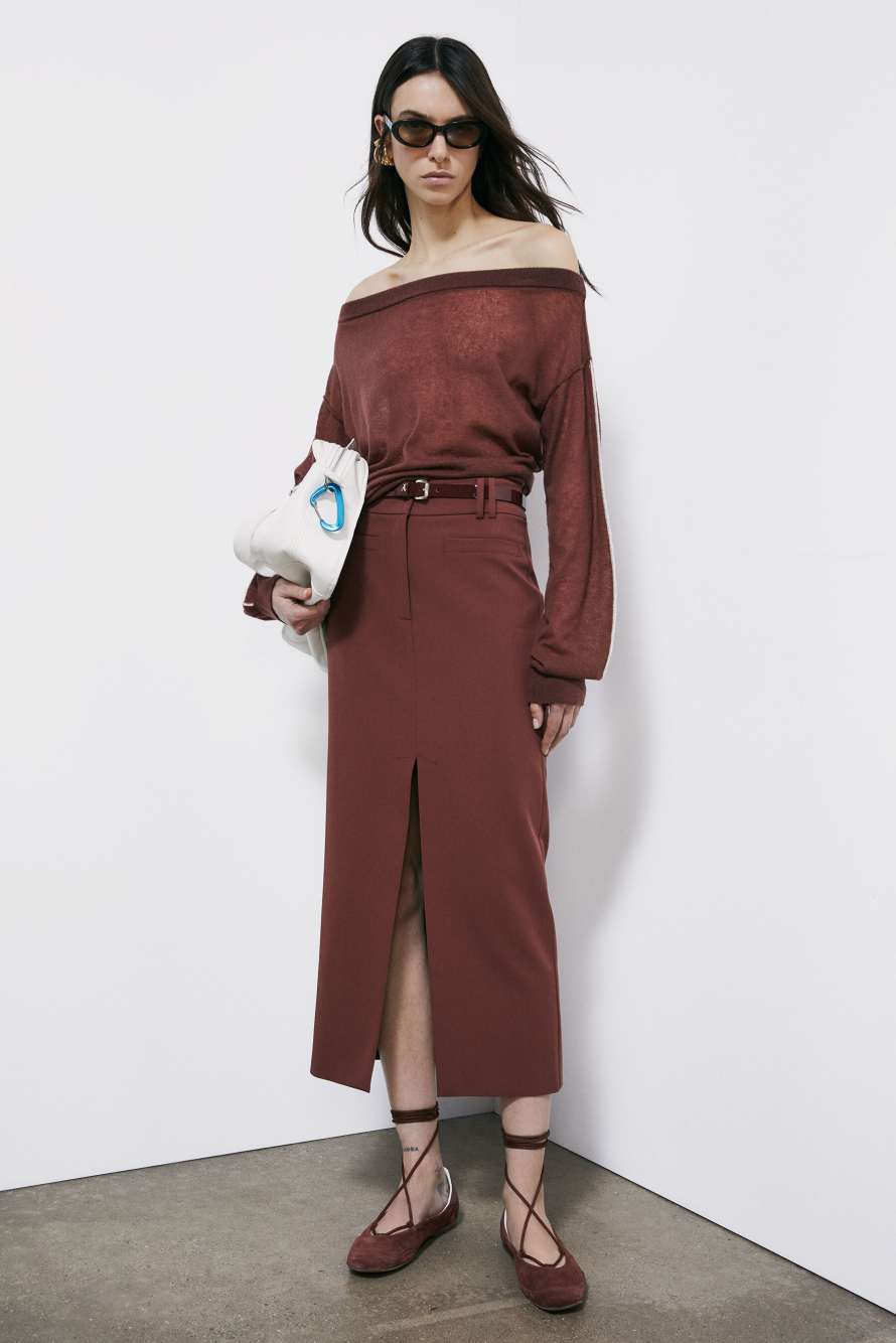 Light soft sweater with ribbing, Brown, Patrizia Pepe