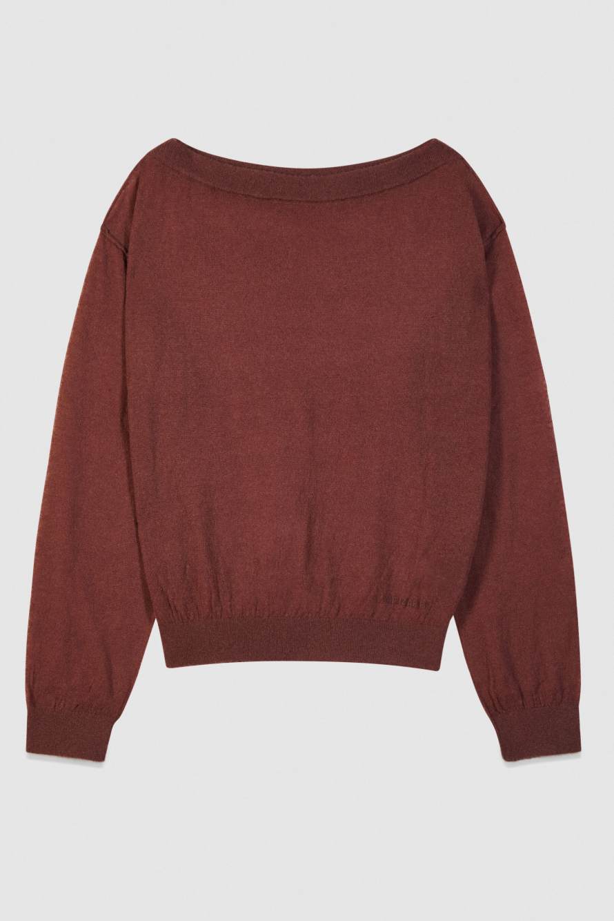 Light soft sweater with ribbing, Brown, Patrizia Pepe