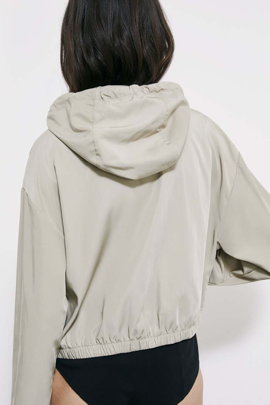 Sporty hooded bomber jacket, Beige, Patrizia Pepe