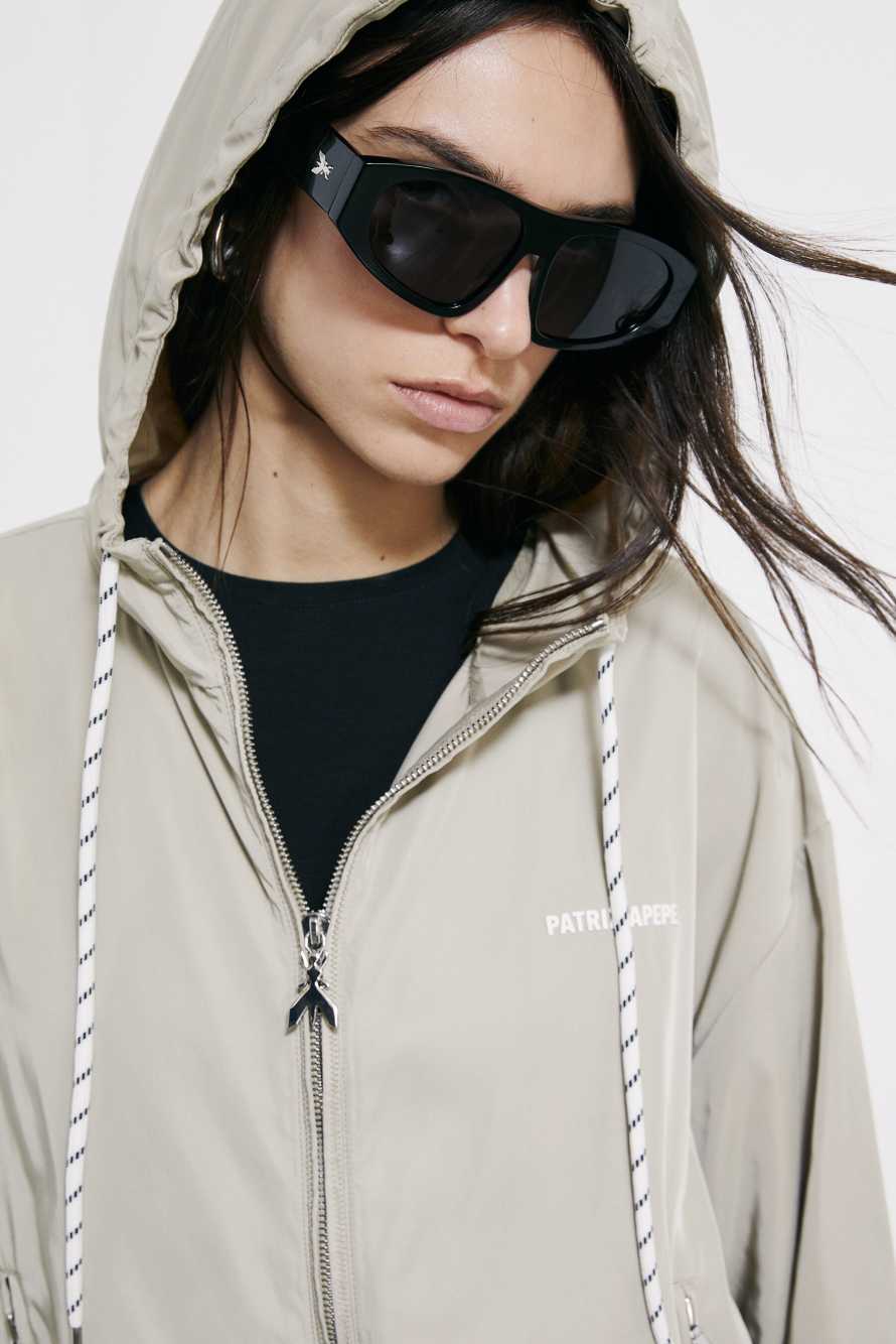 Sporty hooded bomber jacket, Beige, Patrizia Pepe