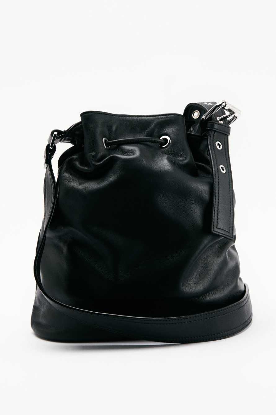 (IM)PERFECTION leather bucket bag large, Black, Patrizia Pepe