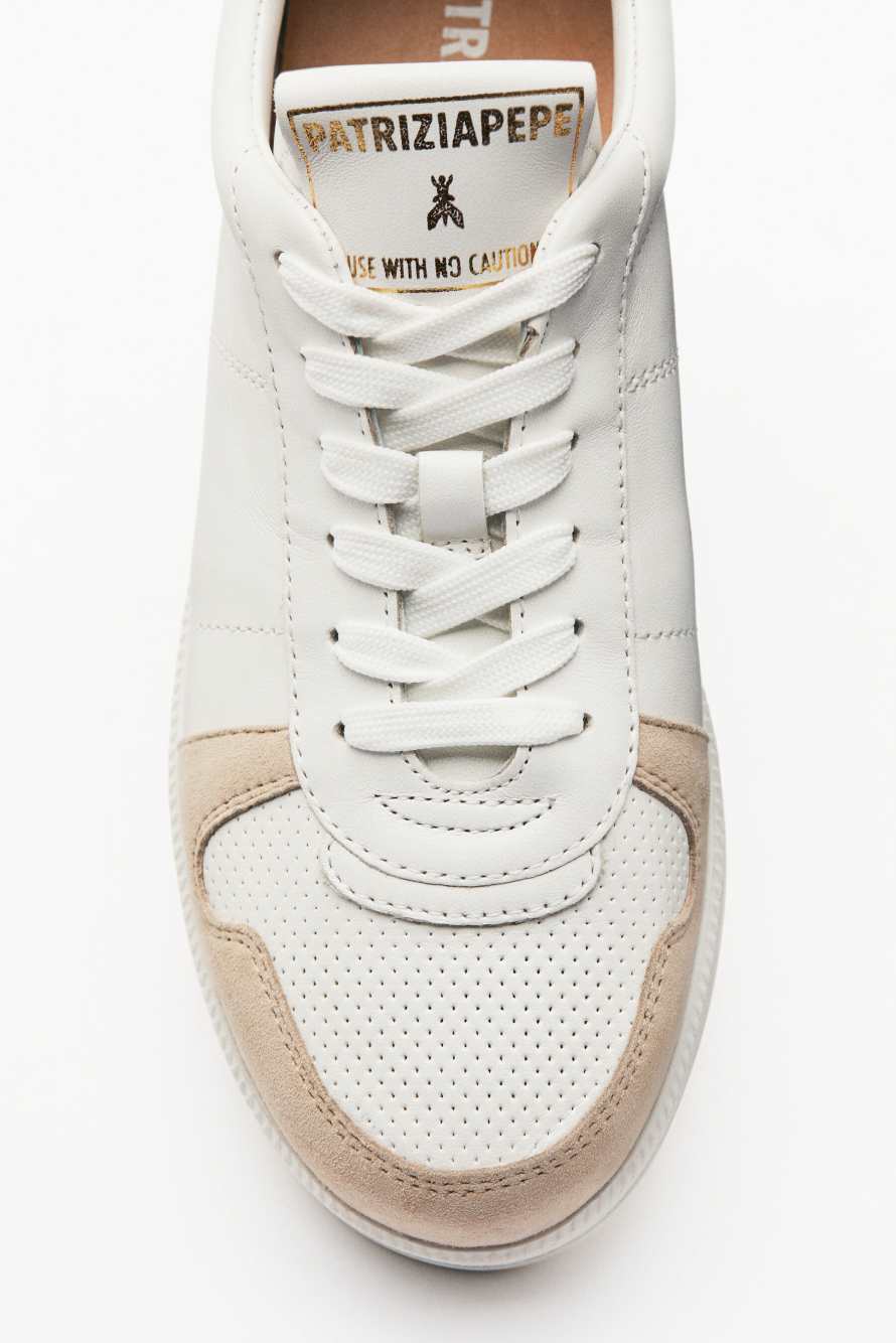 Leather and suede sneakers, White, Patrizia Pepe