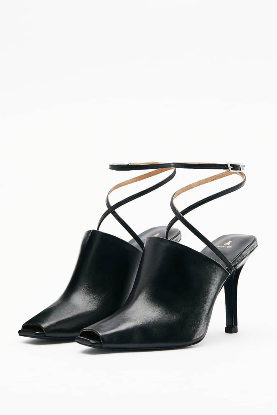 Sabot SKIN in leather, Black, Patrizia Pepe