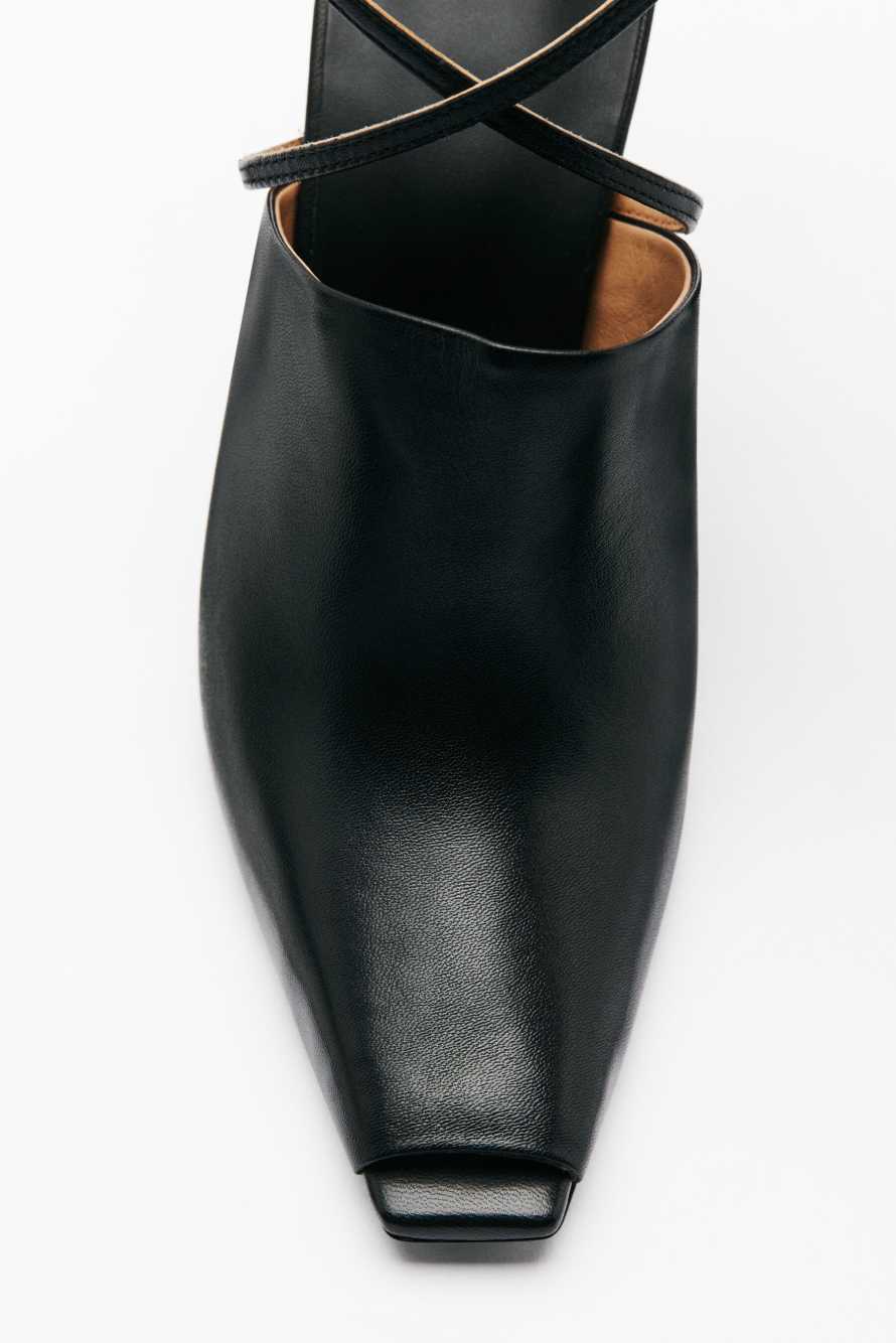 Sabot SKIN in leather, Black, Patrizia Pepe