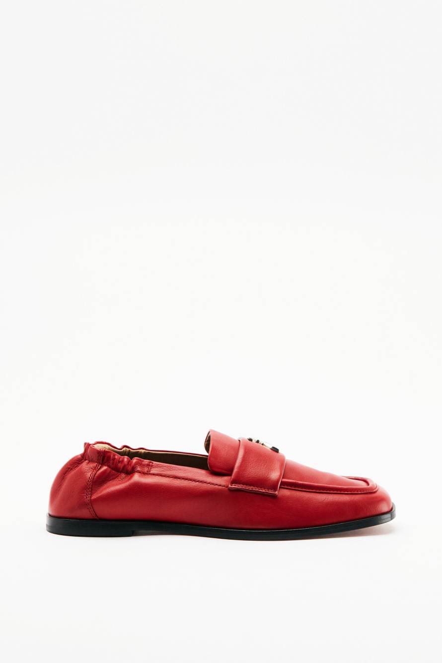 Soft Square leather loafers, Red, Patrizia Pepe