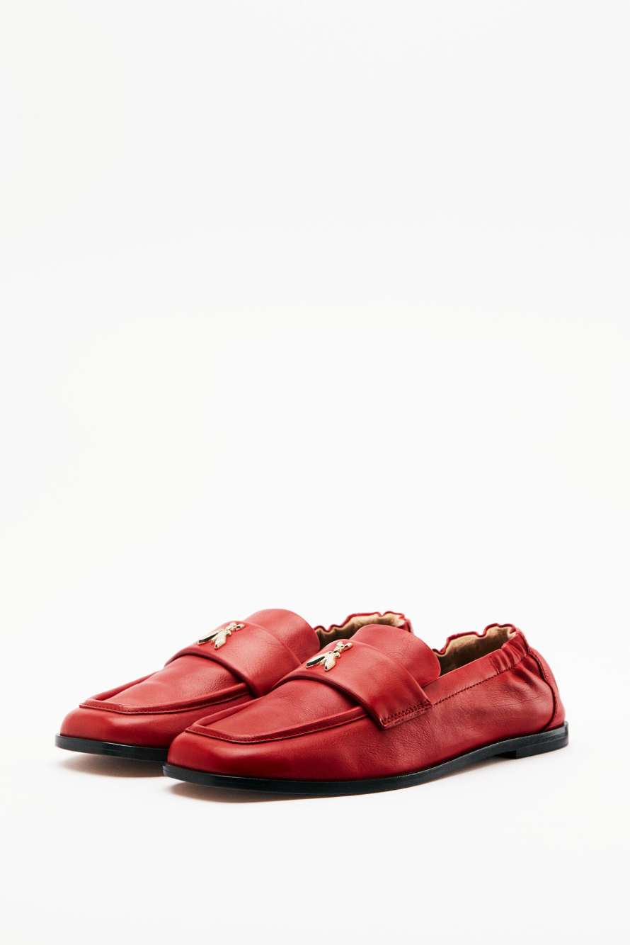 Soft Square leather loafers, Red, Patrizia Pepe