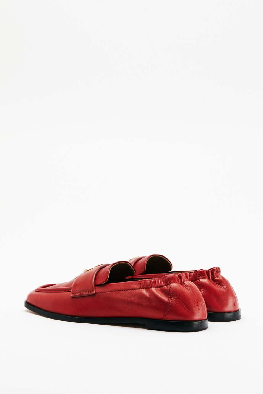 Soft Square leather loafers, Red, Patrizia Pepe