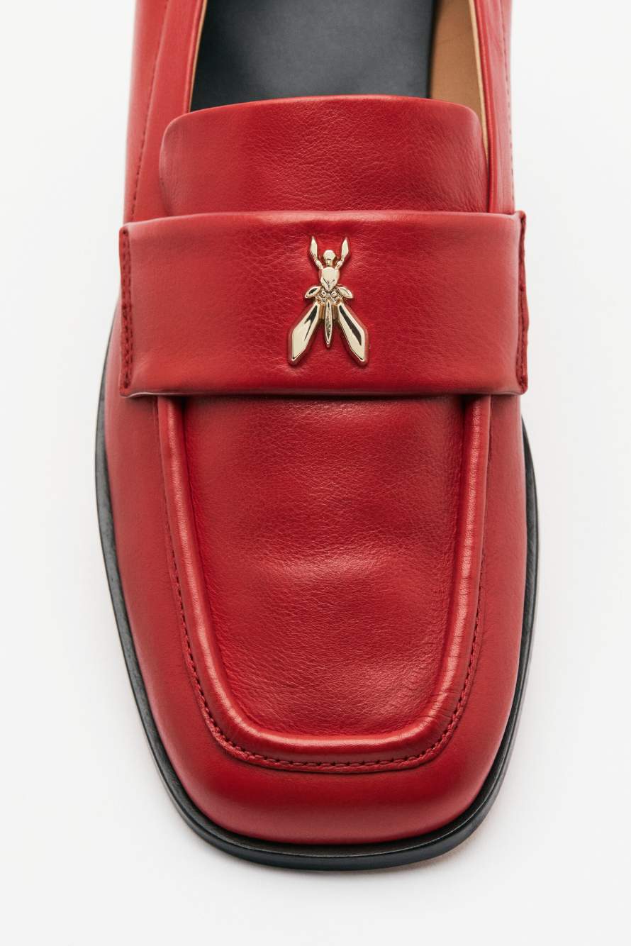 Soft Square leather loafers, Red, Patrizia Pepe