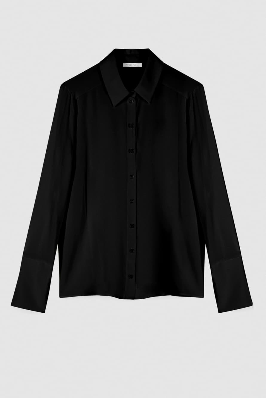 Regular fit silk crepe shirt, Black, Patrizia Pepe