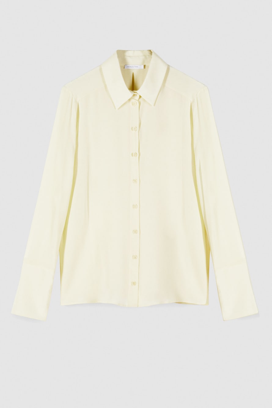 Regular fit silk crepe shirt, Yellow, Patrizia Pepe