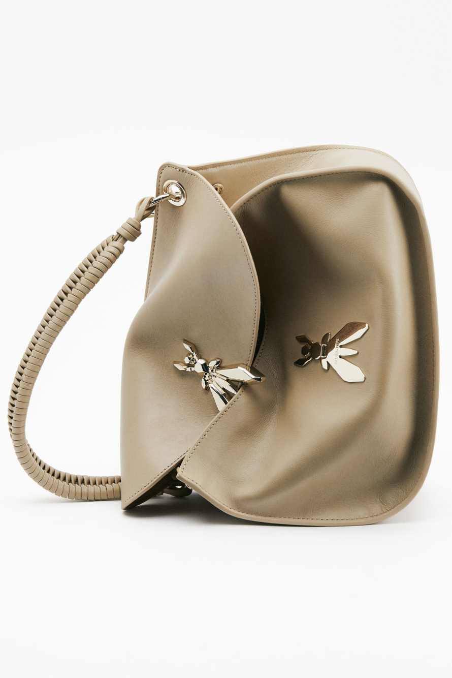 Soft Essential Fly medium leather shoulder bag, Beige, Patrizia Pepe