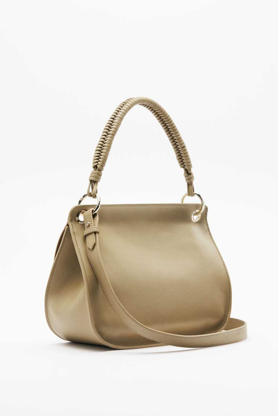 Soft Essential Fly medium leather shoulder bag, Beige, Patrizia Pepe