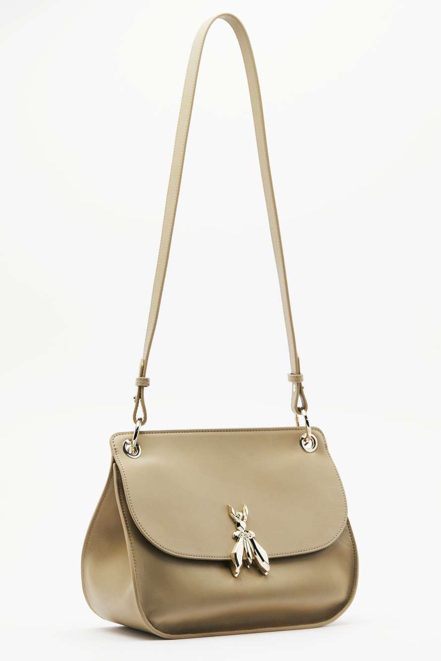 Soft Essential Fly medium leather shoulder bag, Beige, Patrizia Pepe