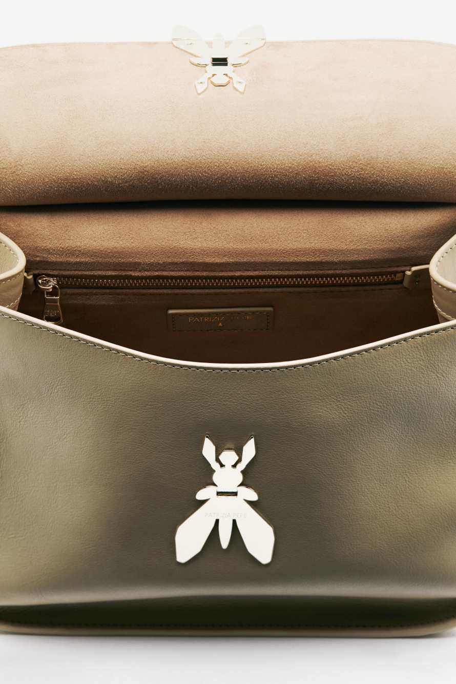 Soft Essential Fly medium leather shoulder bag, Beige, Patrizia Pepe