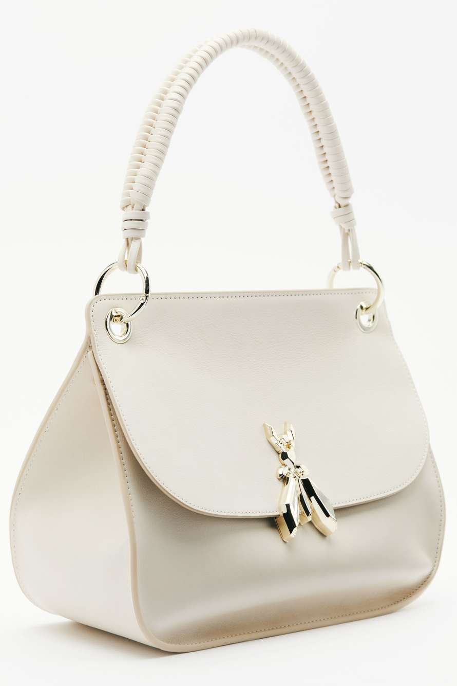 Soft Essential Fly medium leather shoulder bag, White, Patrizia Pepe