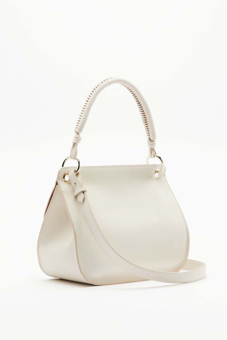 Soft Essential Fly medium leather shoulder bag, White, Patrizia Pepe