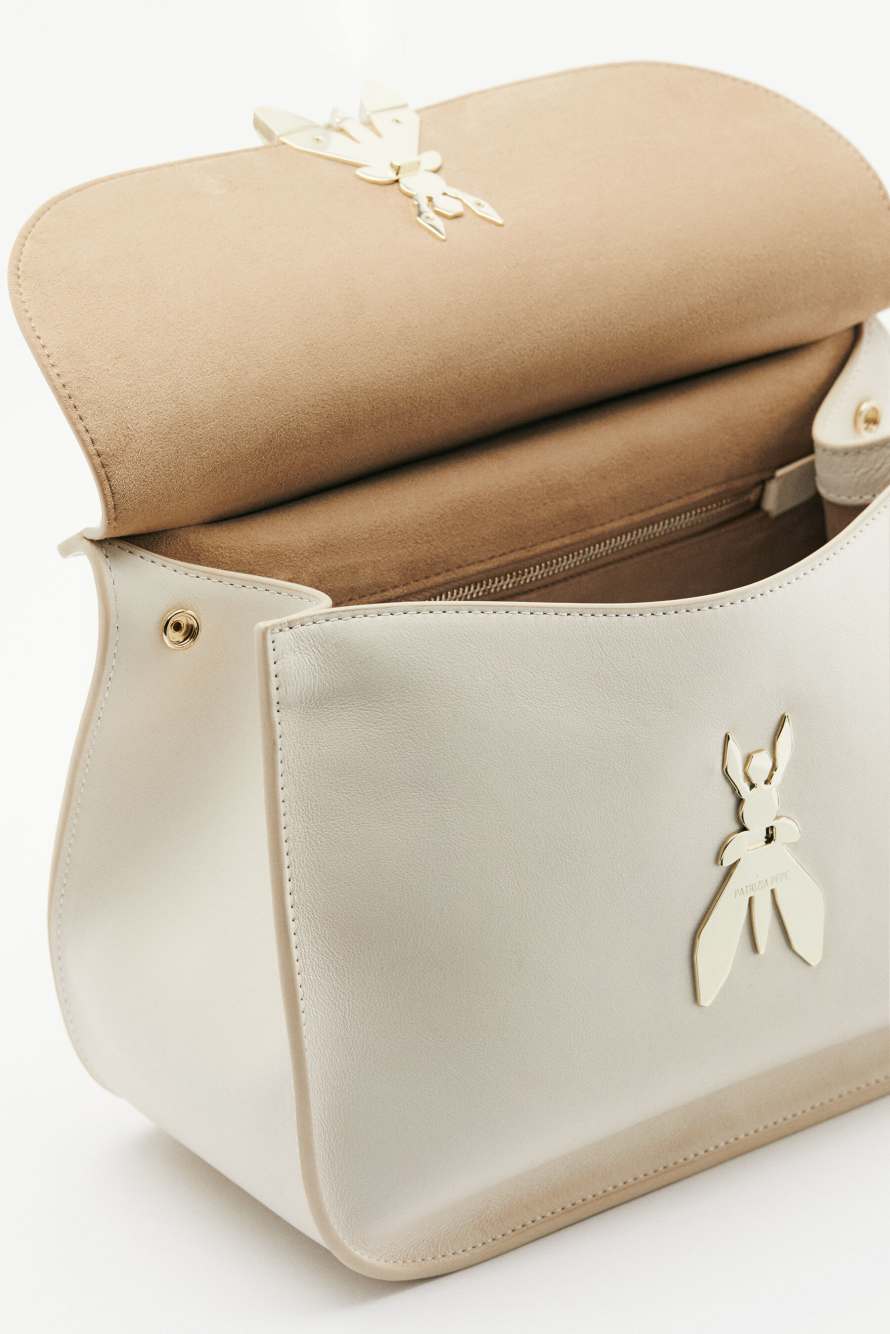 Soft Essential Fly medium leather shoulder bag, White, Patrizia Pepe