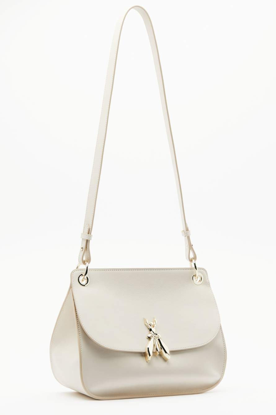 Soft Essential Fly medium leather shoulder bag, White, Patrizia Pepe