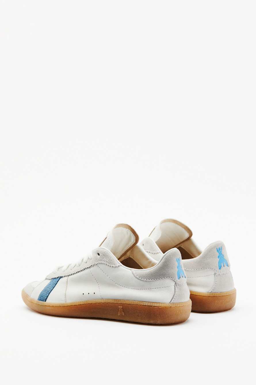 SKIN Sneakers in leather with lettering, White/Blue, Patrizia Pepe