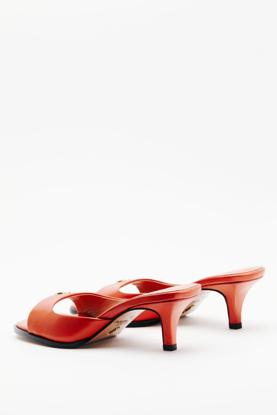Square Essential Fly sabot sandals with nappa heel, Orange, Patrizia Pepe