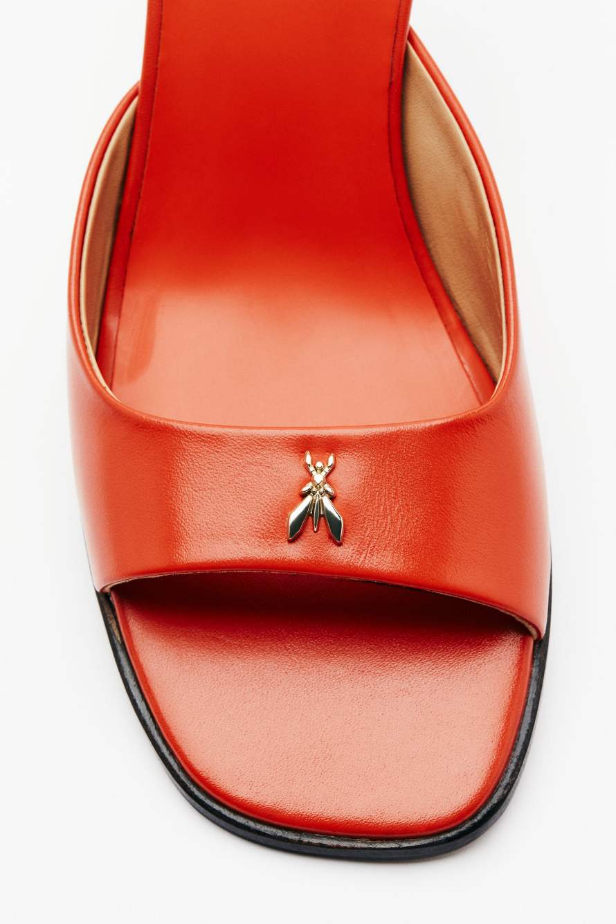 Square Essential Fly sabot sandals with nappa heel, Orange, Patrizia Pepe