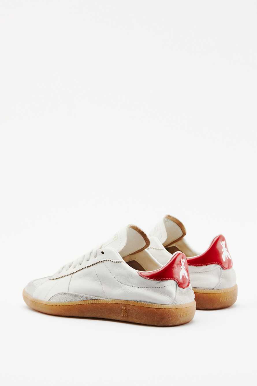 SKIN nappa leather sneakers with glossy details, White/Red, Patrizia Pepe