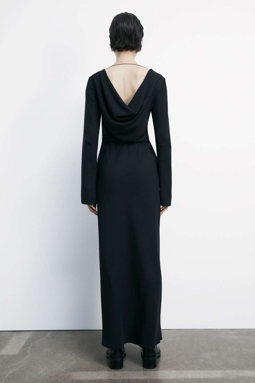 Длинное облегающее платье с разрезом, Черный, Patrizia Pepe