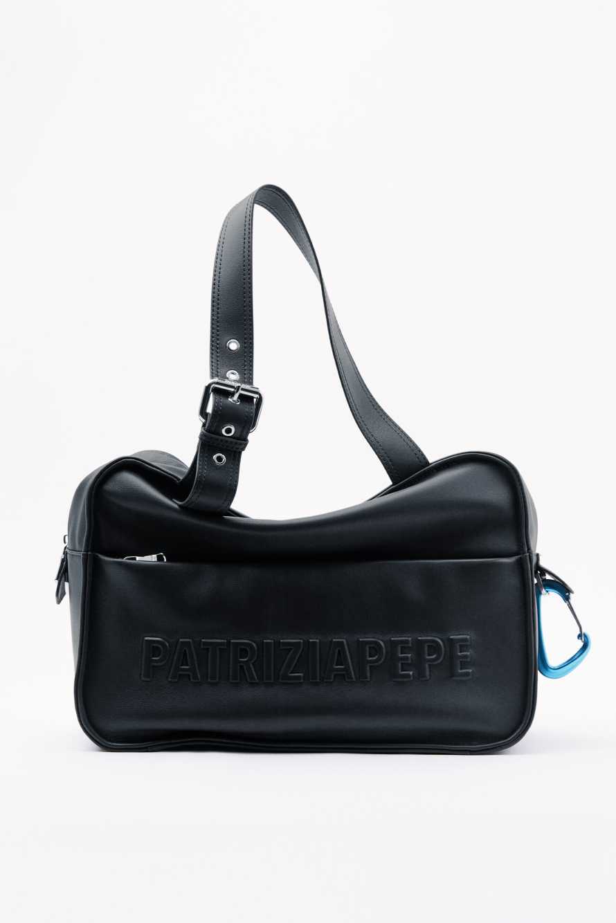 (IM)PERFECTION shopping bag in leather, Black, Patrizia Pepe