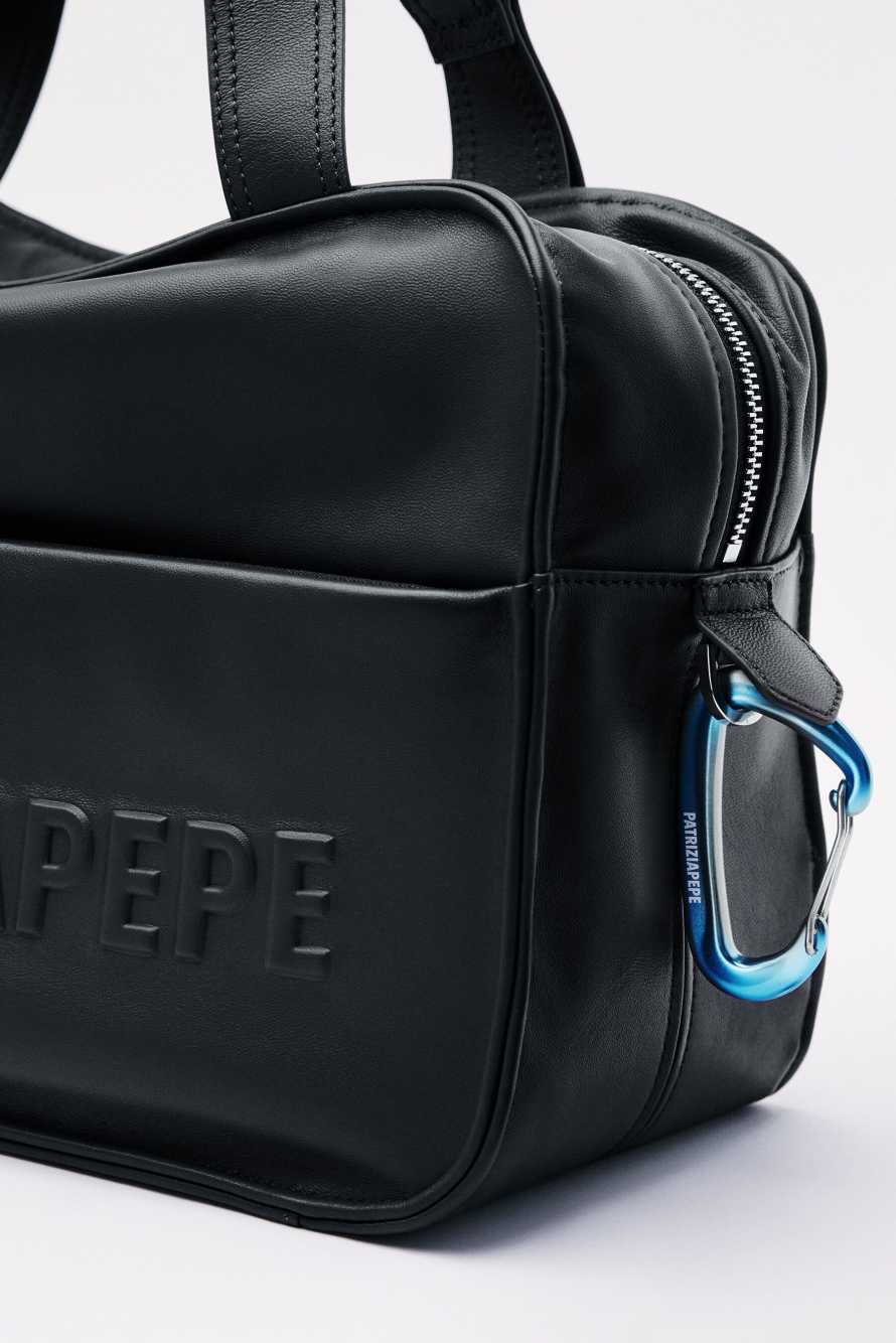 (IM)PERFECTION shopping bag in leather, Black, Patrizia Pepe