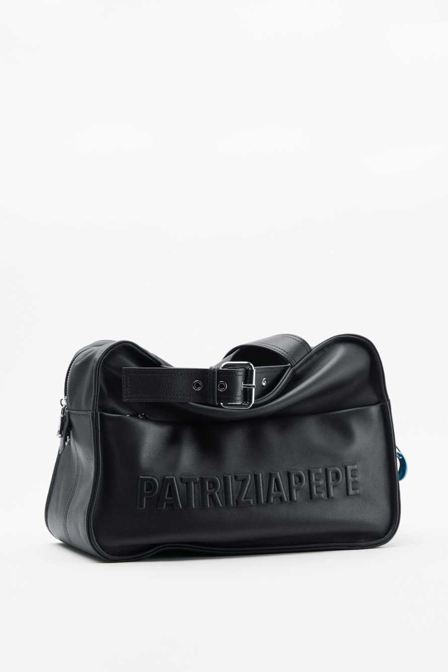 (IM)PERFECTION shopping bag in leather, Black, Patrizia Pepe