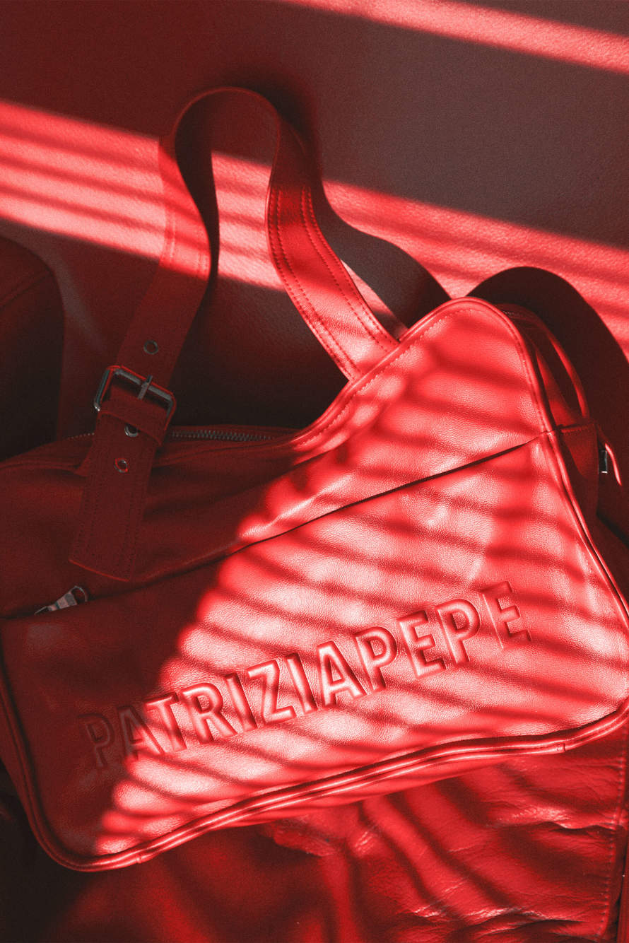 (IM)PERFECTION shopping bag in leather, Red, Patrizia Pepe